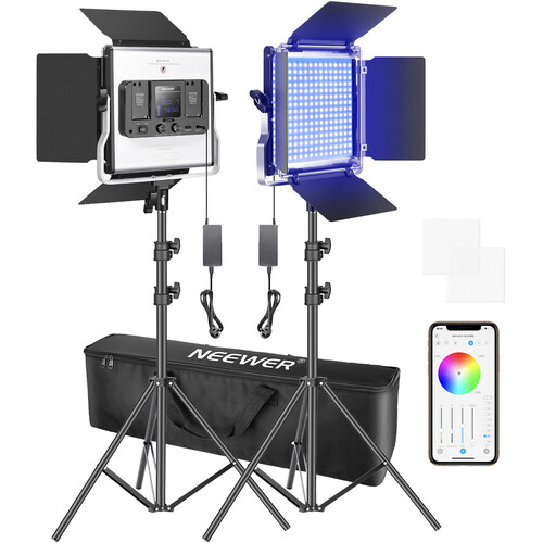 Neewer 660 RGB LED Light Panel (2-Light Travel Kit)