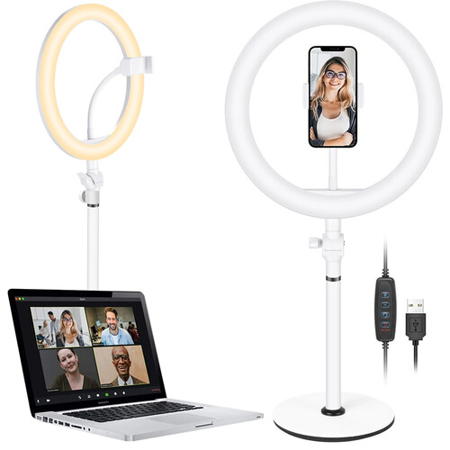 Neewer Dimmable Desktop LED Selfie Ring Light (White, 10")