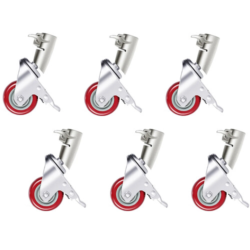 Neewer 3" Wheel Caster Set for Neewer C-Type Stand (Silver, 6-Pack)