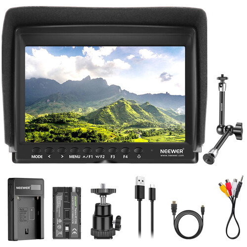 Neewer F100 HDMI On-Camera Monitor Kit with Battery, Charger, and Magic Arm (7")