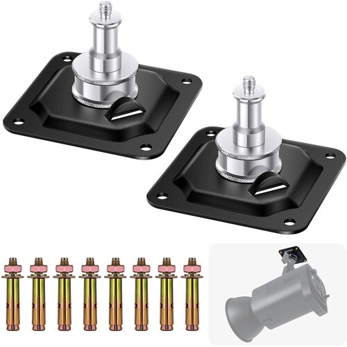 Neewer Square Ceiling Mounts with 5/8" Stud and 1/4"-20 Male Thread (2-Pack)