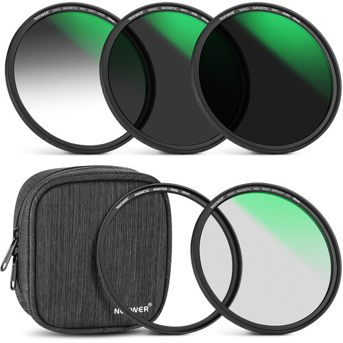 Neewer 5-in-1 Magnetic Lens Filter Kit (1/4 Black Diffusion + GND8 + ND8 + ND64 + Ring, 55mm)