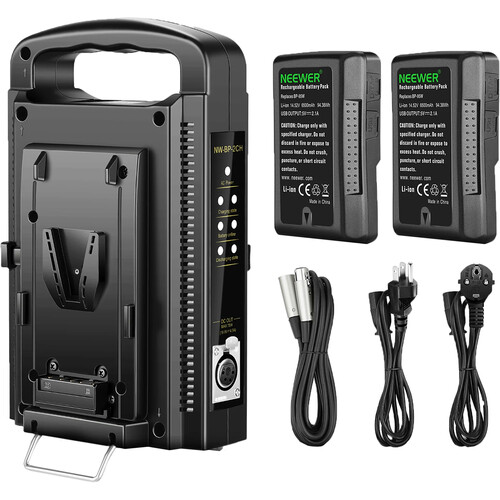 Neewer V-Mount 2-Battery and Dual-Bay Battery Charger Set
