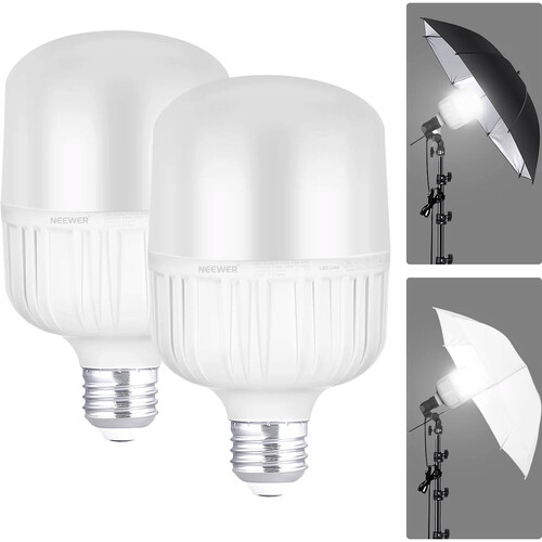 Neewer Daylight LED Light Bulb (24W, 2-Pack)