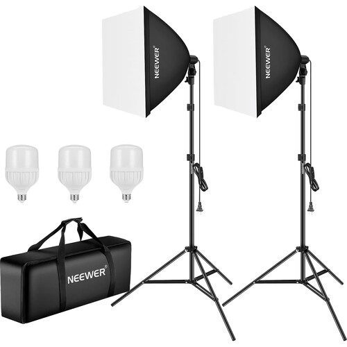 Neewer NK200 Photography Softbox LED (2-Light Kit, 3 Bulbs)