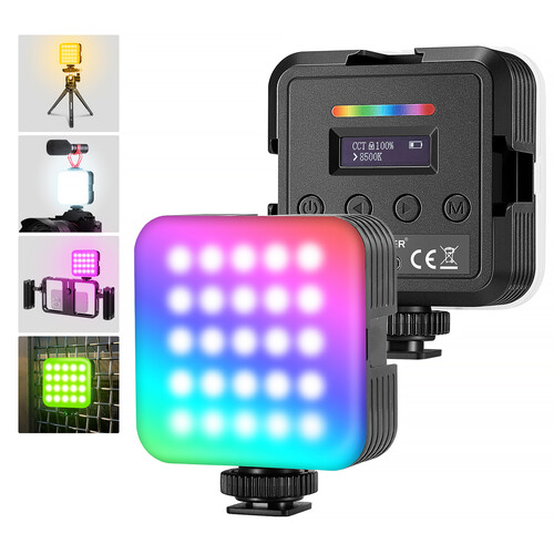 Neewer RGB61 Magnetic Cold Shoe RGB LED Video Light (2-Pack)