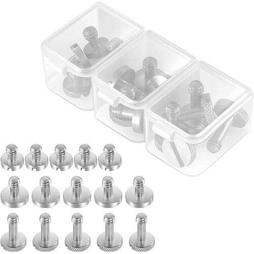 Neewer 1/4"-20 Quick Release Plate Slotted Screw Kit with Storage Case (15 Pieces)
