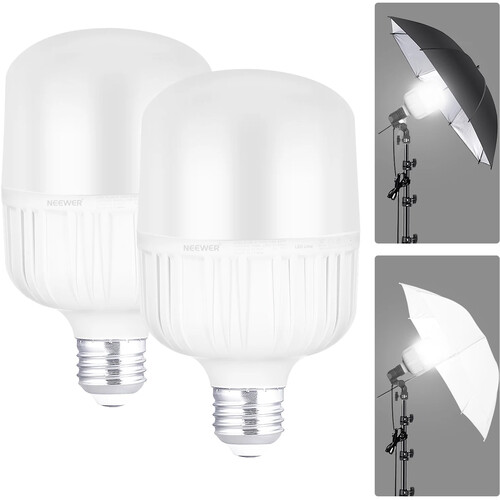 Neewer Daylight LED Light Bulb (24W, 2-Pack)