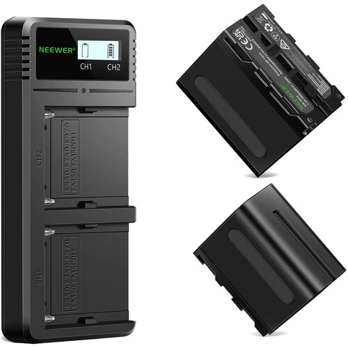 Neewer L-Series/NP-F970 2-Battery Kit with USB Fast Charger (7800mAh)