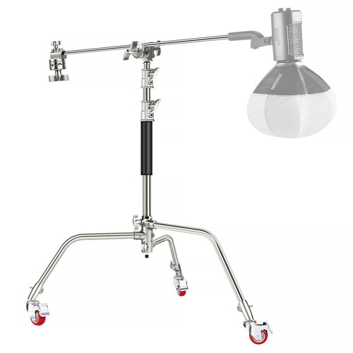 Neewer SC186W Stainless Steel C-Stand with Arm & Casters (6')