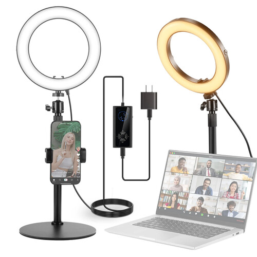 Neewer RH8B Bi-Color LED Ring Light with Desktop Stand Kit (8")
