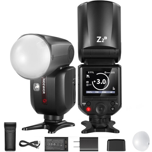 Neewer Z2-C TTL Round Head Flash Speedlite for Canon (Diffuser Kit)