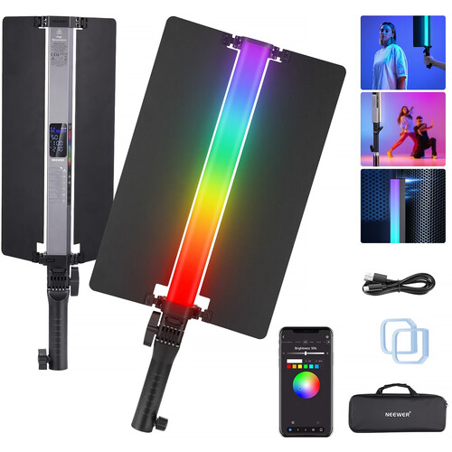Neewer RGB2 LED Light Wand with Metal Barndoors (1.3')