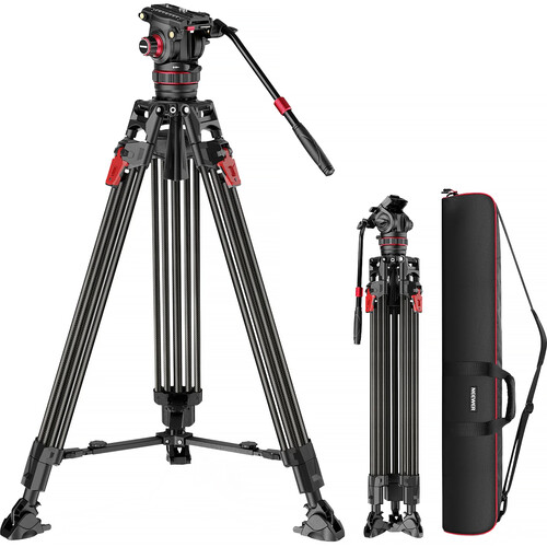 Neewer LL37 Carbon Fiber One-Step Locking Tripod with Fluid Head