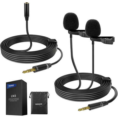 Neewer LM3 Dual-Lavalier Omnidirectional Condenser Microphone with Extension Cable