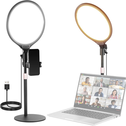 Neewer BASICS R10 Bi-Color Round LED Light Panel with Desktop Stand Kit (10.5")