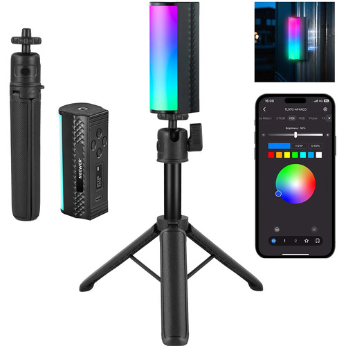 Neewer TL97C RGB Magnetic Handheld LED Light Stick (4.3", Tabletop Tripod Kit)