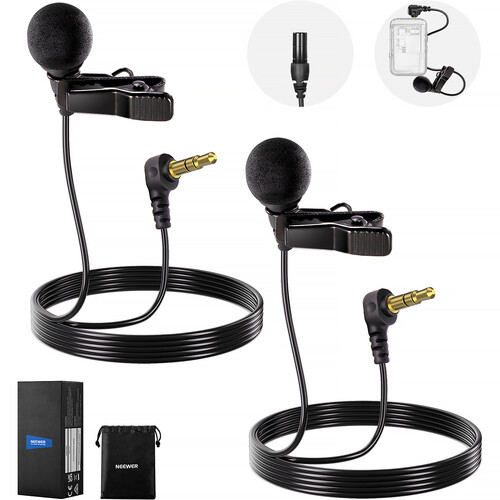 Neewer LM8 Mini Lavalier Microphone with 3.5mm TRS Connector (2-Pack)