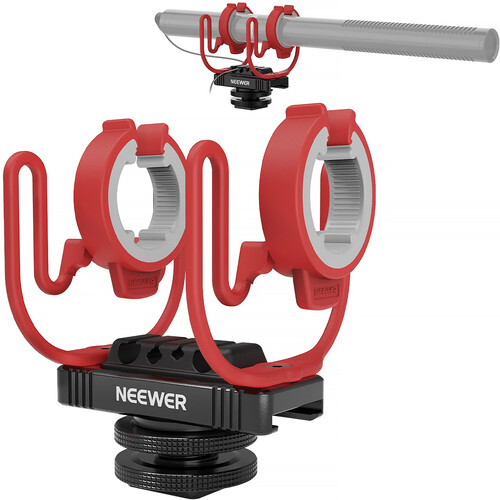 Neewer MH1 Microphone Shockmount with Cold Shoe, 1/4" Threads, and Cable Slots