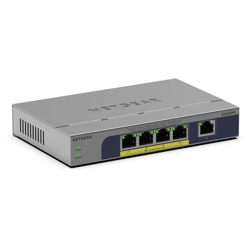 NETGEAR GS105PP 5-Port Gigabit PoE+ Compliant Unmanaged Network Switch (83W)