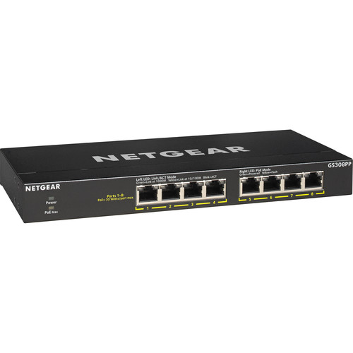 NETGEAR GS308PP 8-Port Gigabit PoE+ Compliant Unmanaged Switch