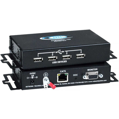 Network Technologies XTENDEX 4-Port USB Extender with VGA Video (200')