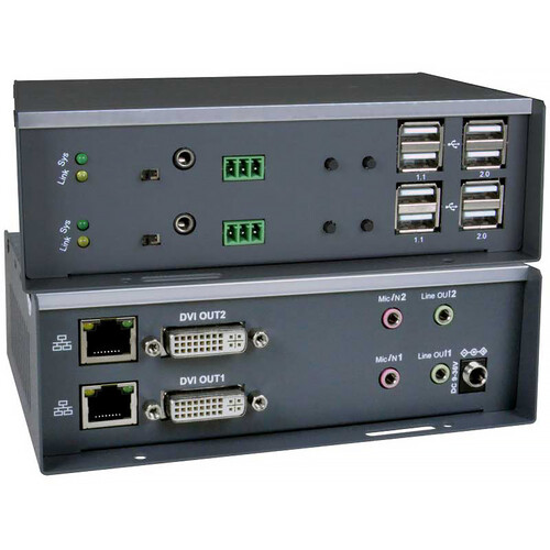 Network Technologies XTENDEX Dual-Monitor DVI/USB KVM Extender Receiver with Video Wall Support over IP (472')