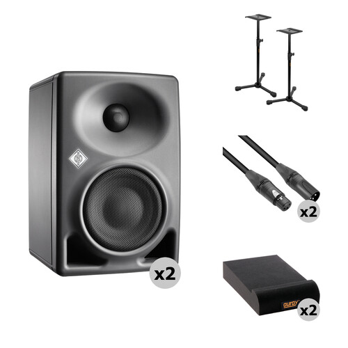 Neumann KH 80 DSP 4" + 1" Active 2-Way Studio Monitor Kit with Stands, Pads, and Cables (Gray, Pair)