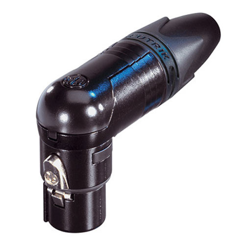 Neutrik NC3FRX-BAG Right-Angle XLR 3-Pin Female Cable Connector (Black Metal Housing, Silver Contacts)