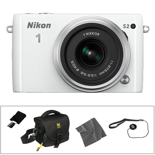 Nikon 1 S2 Mirrorless Digital Camera Basic Kit with 11-27.5mm Lens (White)