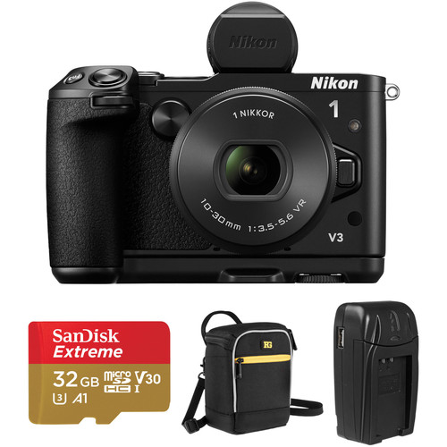 Nikon 1 V3 Mirrorless Digital Camera with 10-30mm Lens and Accessories Kit
