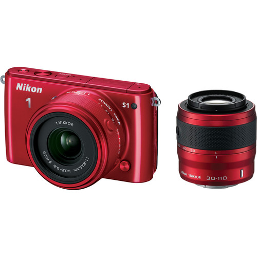 Nikon 1 S1 Mirrorless Digital Camera with 11-27.5mm and 30-110mm Lenses (Red)