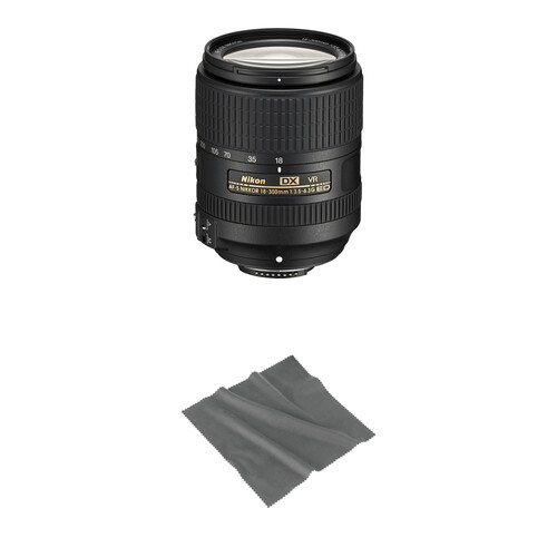 Nikon AF-S DX NIKKOR 18-300mm f/3.5-6.3G ED VR Lens with Cleaning Cloth Kit