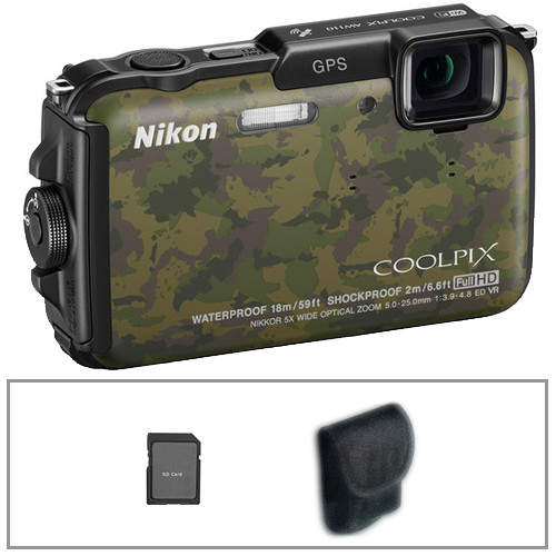 Nikon COOLPIX AW110 Digital Camera Basic Kit (Camouflage) B&H