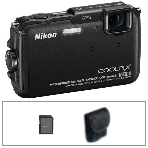 Nikon COOLPIX AW110 Digital Camera Basic Kit (Black) B&H Photo