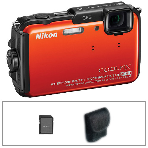 Nikon COOLPIX AW110 Digital Camera Basic Kit (Orange)