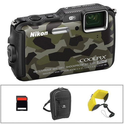 Nikon COOLPIX AW120 Waterproof Digital Camera Basic Kit (Camouflage)