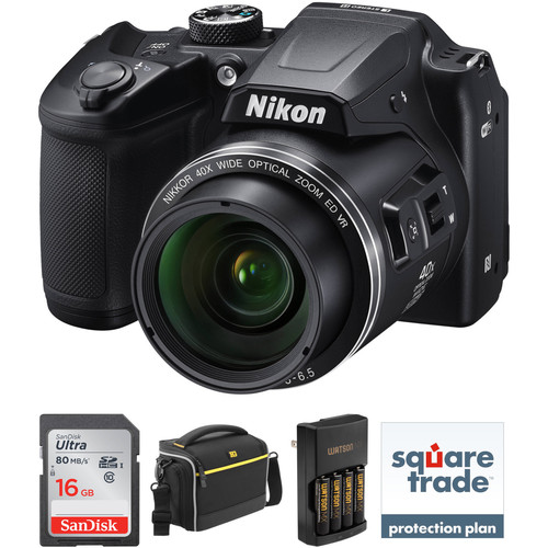 Nikon COOLPIX B500 Digital Camera Deluxe Kit (Black, Refurbished)