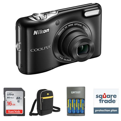 Nikon COOLPIX L32 Digital Camera Deluxe Kit (Black)