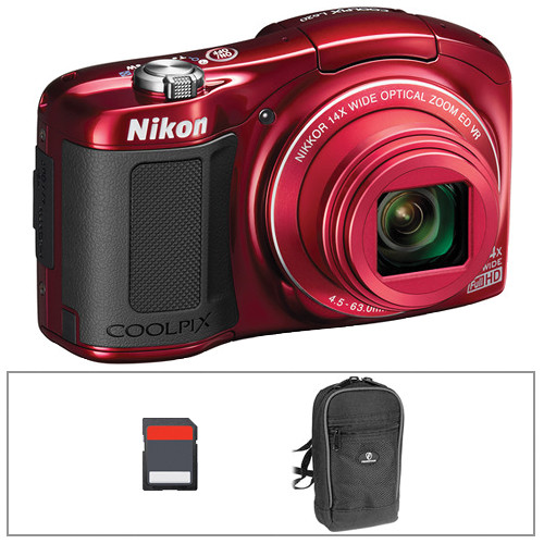 Nikon COOLPIX L620 Digital Camera Basic Kit (Red)