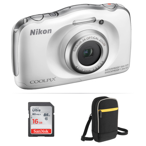 Nikon COOLPIX S33 Digital Camera Basic Kit (White)