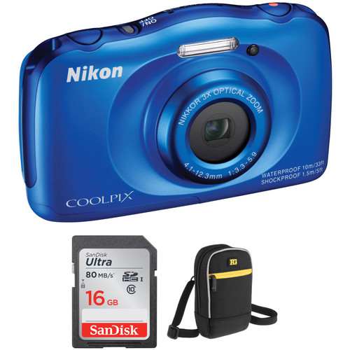 Nikon COOLPIX S33 Digital Camera Basic Kit (Blue)