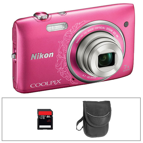 Nikon COOLPIX S3500 Digital Camera Basic Kit (Decorative Pink)
