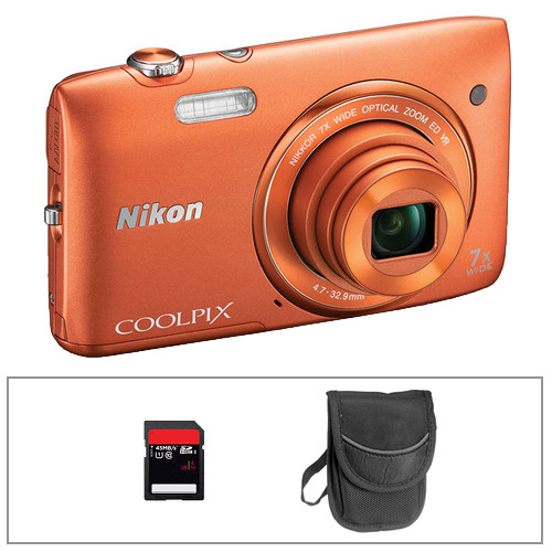 Nikon COOLPIX S3500 Digital Camera Basic Kit (Orange)