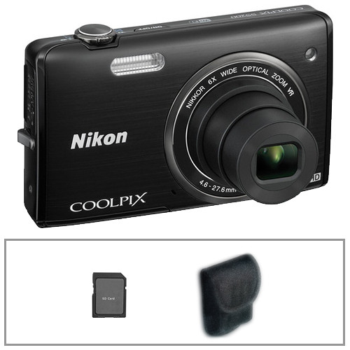 Nikon COOLPIX S5200 Digital Camera Basic Kit (Black) B&H Photo