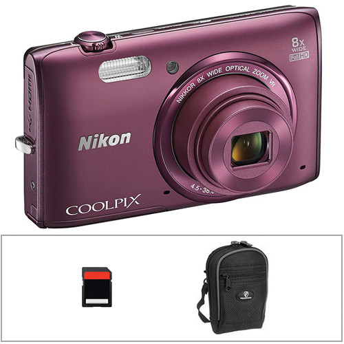 Nikon COOLPIX S5300 Digital Camera Basic Kit (Plum) B&H Photo