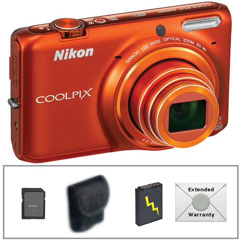 Nikon COOLPIX S6500 Digital Camera Deluxe Kit (Orange)