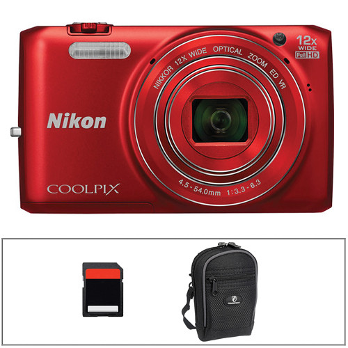 Nikon COOLPIX S6800 Digital Camera Basic Kit (Red)