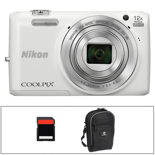 Nikon COOLPIX S6800 Digital Camera Basic Kit (White) B&H Photo