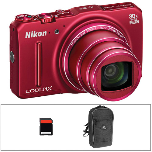 Nikon COOLPIX S9700 Digital Camera Basic Kit (Red)